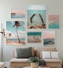 Set of 6 Beach & Ocean Coastal Living Wall Art Print. Great Home Decor