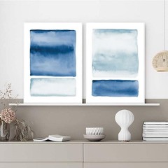 Blue Watercolor Abstract Painting 12×16 Inch Canvas Print – Unframed Wall Art