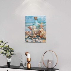 Bathroom Wall Art Blue Beach Wall Decor Coastal Ocean Theme Seashell Starfish…