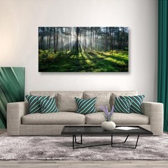 Wall Art Sunlight Green Forest Scenery Canvas Painting Prints,DIY Framed 24″x48″