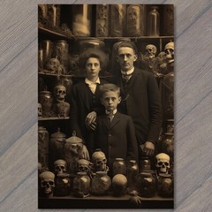 Art Print Weird Creepy Skull Skeleton Store Family Boy Halloween Cult Kid