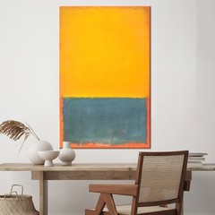 Modern Abstract Canvas Wall Art Orange Blue Minimalist Framed Canvas Painting