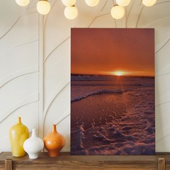 Sunset Ocean Waves Beach Scene Canvas Wall Art Coastal Seascape Print Home Decor