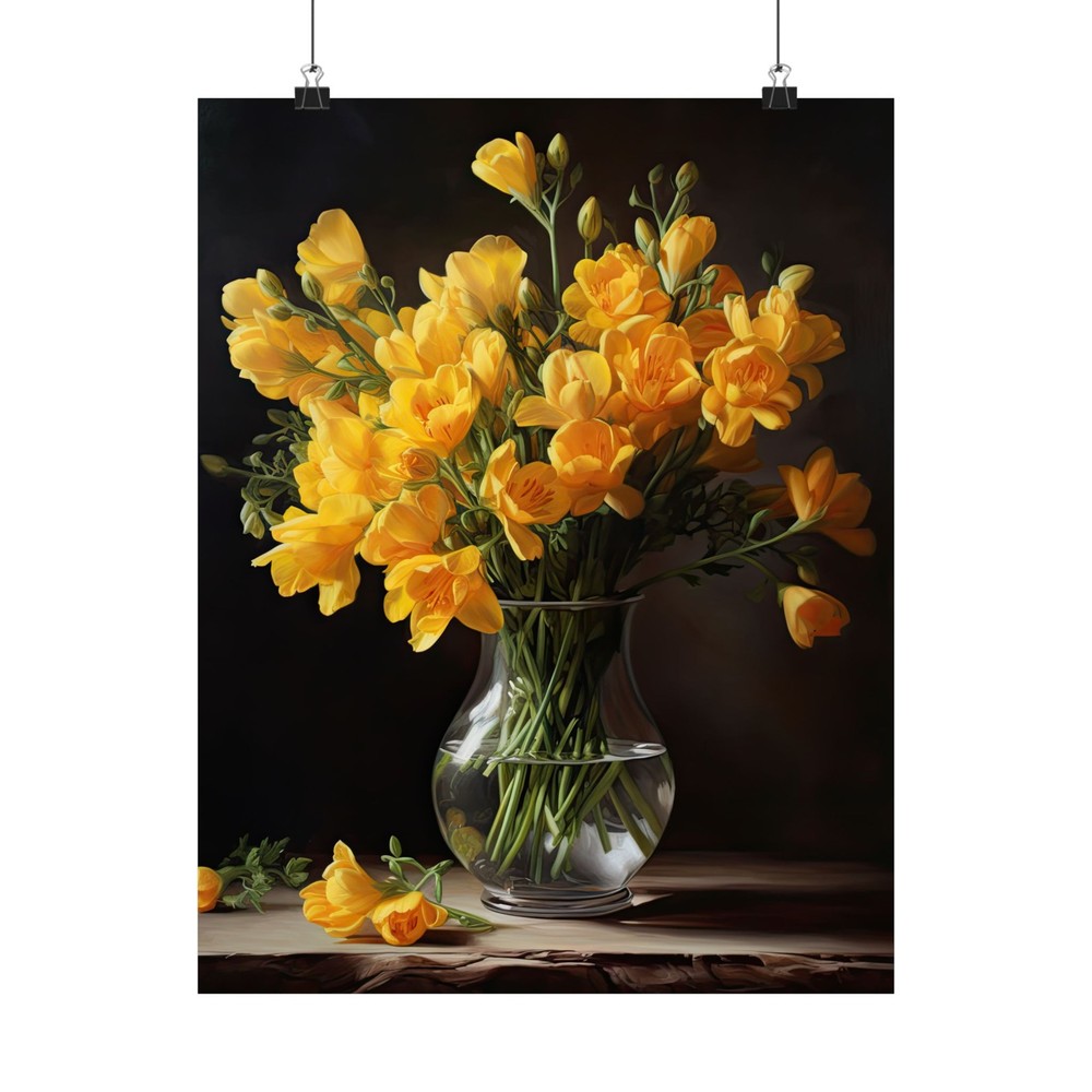 Yellow Freesia Flower Art Print, Flower Painting, Flower Décor, Floral Art Print