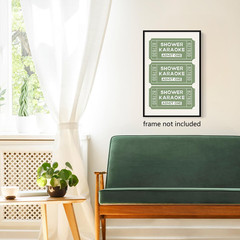 Sage Green Shower Karaoke Wall Art, Trendy Admit One Ticket Canvas Poster, Funny