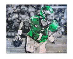 «Hurts So Good» Jalen Hurts Eagles painting, 30×24 in. on canvas