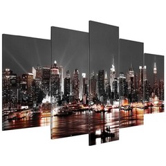 Modern City Night Painting 5 Pieces Canvas Wall Art Poster Print Home Decor Art