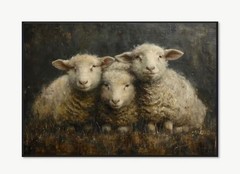 Canvas Wall Art 3 SHEEP Primitive Rustic Farmhouse 12 x 16 Unframed 904