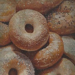 Vintage BAGEL Wall Art, Retro Baking Bread Poster, Jewish Bakery Kitchen Decor