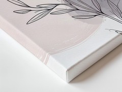 Blush Pink Botanical Canvasdelicate Line Art Flower Stem With Watercolor Wash