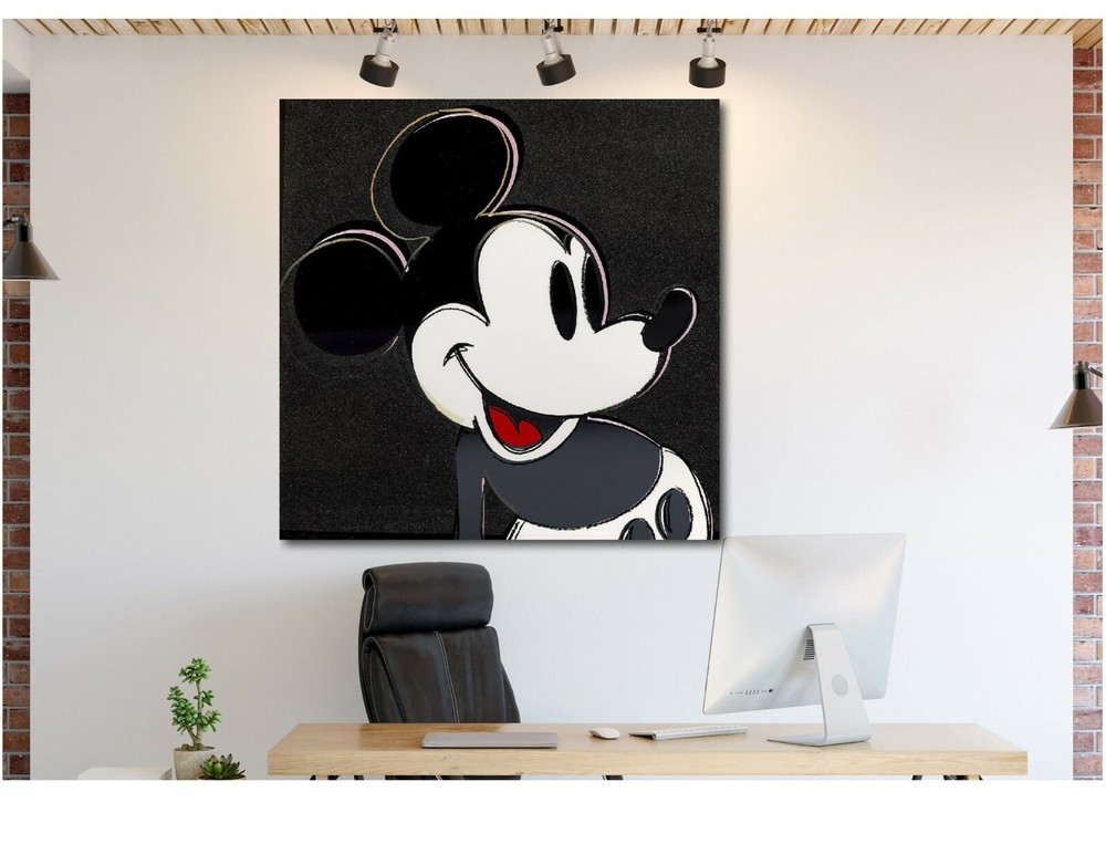 Andy Warhol- Mickey Mouse Black – Pop Art – Framed Canvas