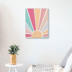 Boho Sun Sunshine Pink Wall Art, 11×14 Inch Framed Canvas Print, Boho Classro…