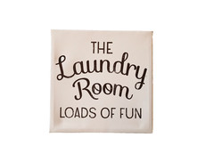 Canvas Wall Hanging “The Laundry Room – Loads of Fun” Square Print 8.5” x 8.5″