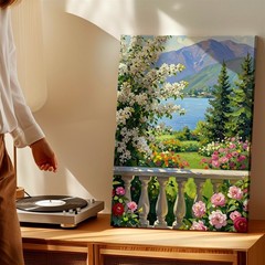 Wall Art Landscape Oil Painting Lake Mountain Floral Garden Balcony Canvas Print