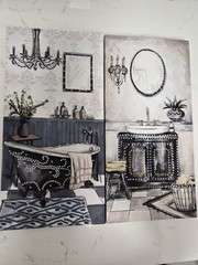 Canvas Bathroom Decors (2) «Blinged Out» Bathroom Wall Hanging 7.87 X 15.75