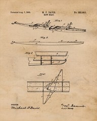 Classic Rowing Patent Prints, 4 (8×10) Art Decor Home Work Office School Student