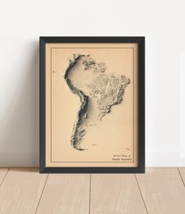South America Map, South America 2D Relief Map – 2D Flat Print