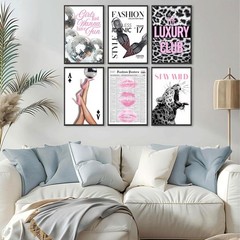 QRZYKKYD 6Pcs Trendy Leopard Wall Art Coquette and Preppy 8X10in, Poster