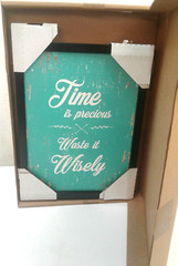SpotColorArt Time is Precious Waste Handcrafted Canvas Print, 13″ x 17″ Aqua