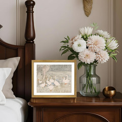 Vintage Framed Goose Wall Art Watercolor Print, Rustic Farm Duck Decor Canvas…