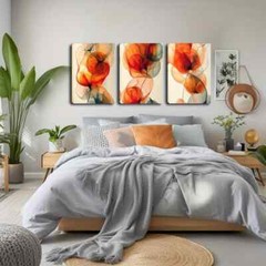 3pcs Abstract Painting Of Transparent Flowers Wall Art Canvas Unframed/Framed