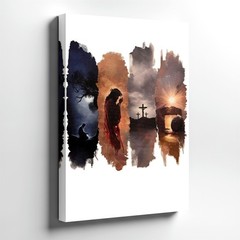 Wall Art Christian Jesus Cross Resurrection Empty Tomb Canvas Print Poster Decor