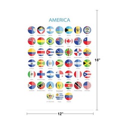 Flags of North Central and South America Classroom Art Print Poster 12×18