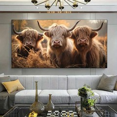 Highlander Cow Animals Canvas Painting Canvas Wall Art Mural Posters & Prints