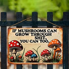 1pc Mushroom Inspirational Metal Wall Art Tin Metal Signs 8×12 Inches, Durable H