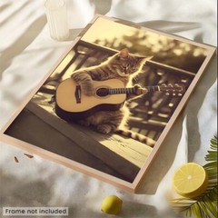 Cat Playing Guitar #1 – Cute Funny Animals – Poster