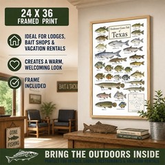 Texas Freshwater Fish Framed Poster 24×36 – Fishing Species Chart