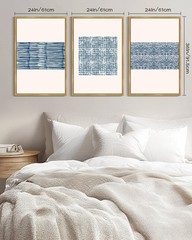Blue Abstract Framed Wall Art Large 24x36in Modern Boho Neutral Line Wall Dec…