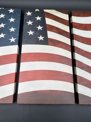 American Flag Collections ETC Canvas Wall Art Picture Print Light Up Stars 3pc