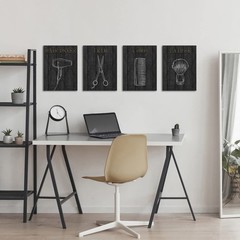 Framed Canvas Wall Art for Beauty Salon & Barber Shop Decor – 4 Pieces, 12×16