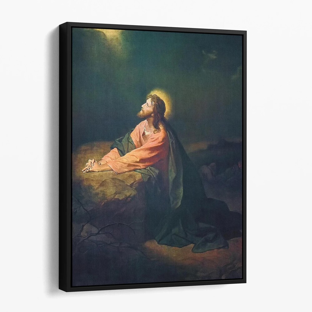 Jesus Christ In The Garden Of Gethsemane Christian Bible Canvas Print Wall Art