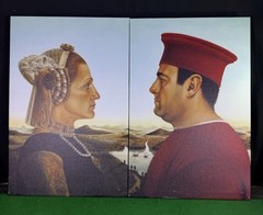 Tony & Carmela Soprano Renaissance Parody Canvas Diptych Set 12×18 Sopranos Art