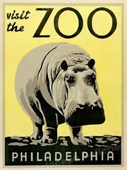 1930s Philadelphia Zoo Hippopotamus Classic WPA Federal Art Poster – 18×24