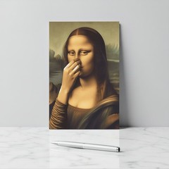 1pc Funny Mona Lisa Painting Bathroom Canvas Wall Art, Humor Toilet Arts Prints