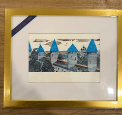 Louis Vuitton x Ruben Toledo Tallinn Framed Art COA 9.25” x 7.25” LV City Guide