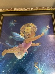 2 In Set Vintage Foil Art Fairy Pixie And Firefly Framed Picture Foil 10×8