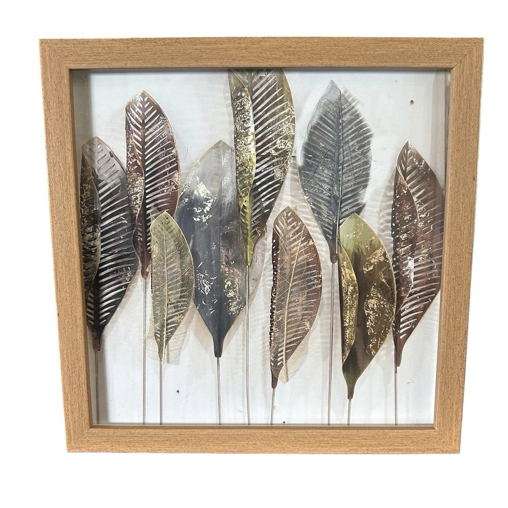 Rustic Leaves Wall Art 11×11” Framed Nature Botanical Modern Home Decor New