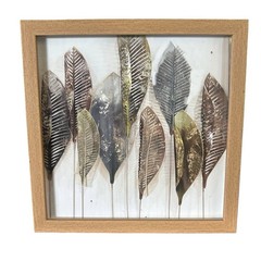 Rustic Leaves Wall Art 11×11” Framed Nature Botanical Modern Home Decor New