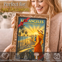 Los Angeles California Travel Poster Framed 11×17 Venice Beach Wall Art Retro