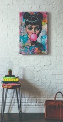 WOMAN BUBBLE GUM BANKSY GRAFFITI POP ART CANVAS PRINT 16″X20″ READY TO HANG T73