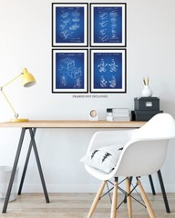 Legos Patent – A Set of Four Lego Patents Wall Art Decor Prints with blue bac…