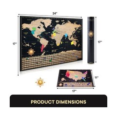 InnovativeMap Scratch Off World Map Poster and Detailed United Stat… Fast Ship