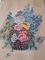 Vintage Botanical Floral Litho Prints Set of 3 Wood Framed Cottage Wall Art MCM