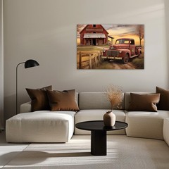 Vintage Farmhouse Wall Art Rustic Barn And Truck Pictures Print Farm Scene Ar…