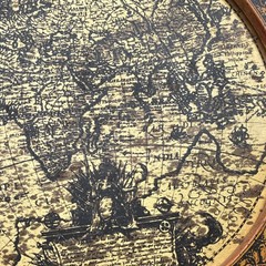 Vintage Style Double Hemisphere World Map Horizontal Print Brown Beige Black