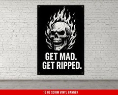 Motivational Gym Banner – Skull Weightlifting Wall Art